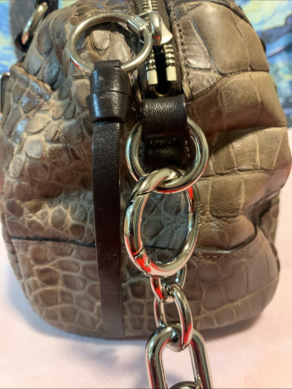 Coach Vintage. Crocodile embossed leather Boston / Satchel with Padlock, key - Picture 7 of 15